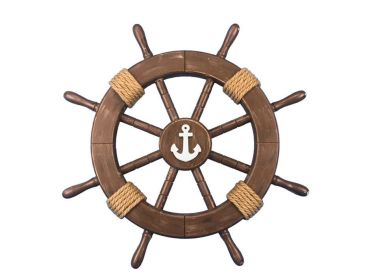 Decorative Ship Wheel with Anchor (style: 18" Rustic Wood)