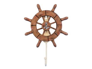 Decorative Ship Wheel with Anchor and Hook (style: 8" Rustic Wood)