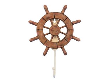 Decorative Ship Wheel with Hook (style: 8" Rustic Wood)