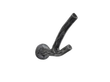 Cast Iron Tree Branch Double Decorative Metal Wall Hooks 5" (Finish: Rustic Silver)