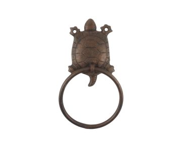 Cast Iron Turtle Towel Holder 8" (Finish: Rustic Copper)