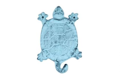 Cast Iron Turtle Key Hook 6" (Finish: Dark Blue Whitewashed)