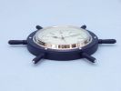 Solid Wood & Metal Ship's Wheel Clock 15"