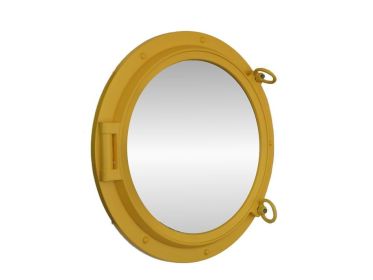 Decorative Ship Porthole Mirror 24" (Finish: Yellow)