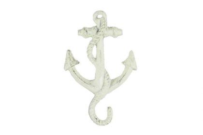 Cast Iron Anchor with Rope Hook 5" (Finish: Whitewashed)