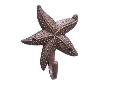 Metal Wall Mounted Starfish Hook 5" (Finish: Antique Copper)