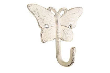 Cast Iron Butterfly Hook 6" (Finish: Whitewashed)