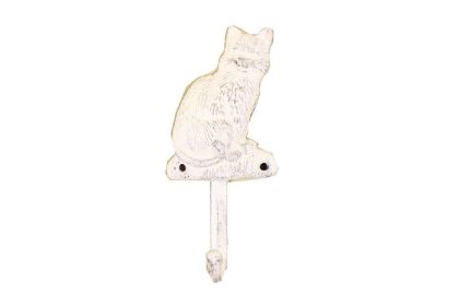 Cast Iron Cat Hook 7" (Finish: Whitewashed)