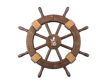 Decorative Ship Wheel with Seagull and Lifering (style: 18" Rustic Wood)