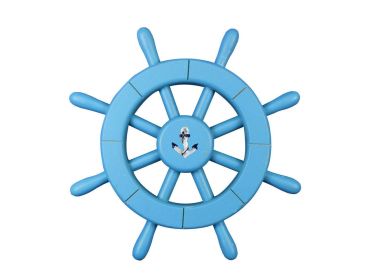 Decorative Ship Wheel with Anchor (style: 12" Light Blue)