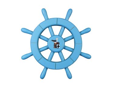 Decorative Ship Wheel with Pelican (style: 12" Light Blue)