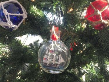Model Ship in a Glass Bottle Christmas Ornament (Model: 4" USS Constitution)