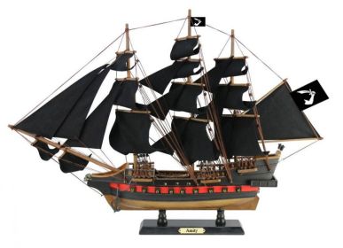 Wooden Thomas Tew's Amity Limited Model Pirate Ship 26"" (Sail Color: Black)