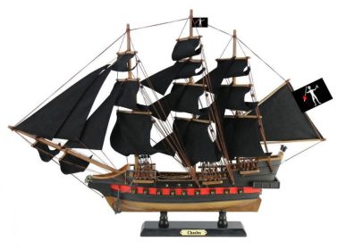 Wooden John Halsey's Charles Pirate Ship Model (style: Limited Edition 26" Black Sails)