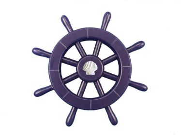 Decorative Ship Wheel with Seashell (style: 12" Dark Blue)
