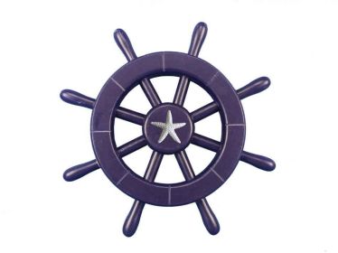 Decorative Ship Wheel with Starfish (style: 12" Dark Blue)