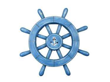 Decorative Ship Wheel with Anchor (style: 12" Rustic Light Blue)