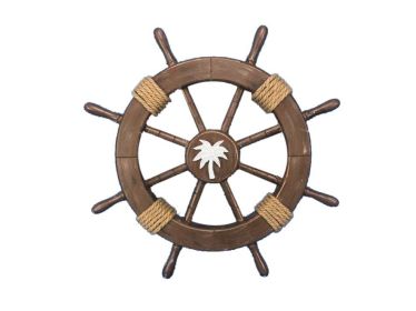 Decorative Ship Wheel with Palm Tree (style: 18" Rustic Wood)